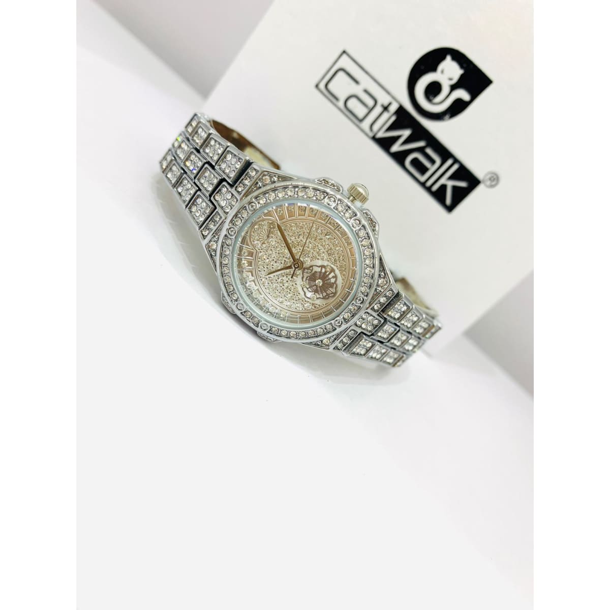 Catwalk CW2022/3 Fashionable Cz Stone Covered Analog Stainless Watch for Women with Gift Box Shop