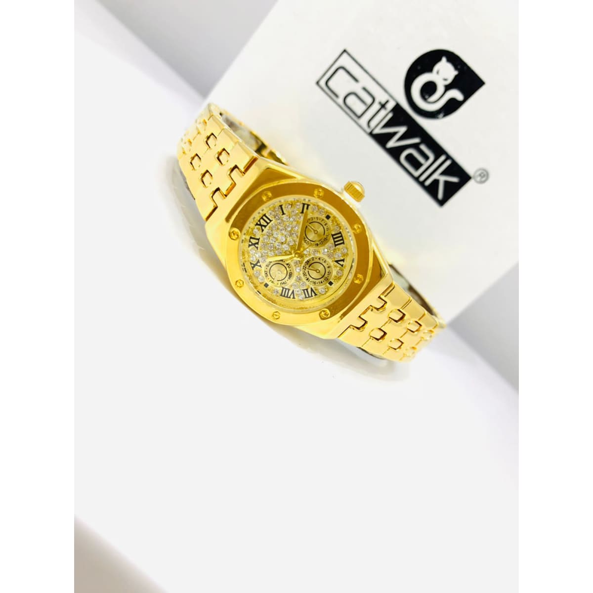 Catwalk CW2022/4 Fashionable Cz Stone Covered Analog Stainless Steel Watch for Women with Gift Box Shop