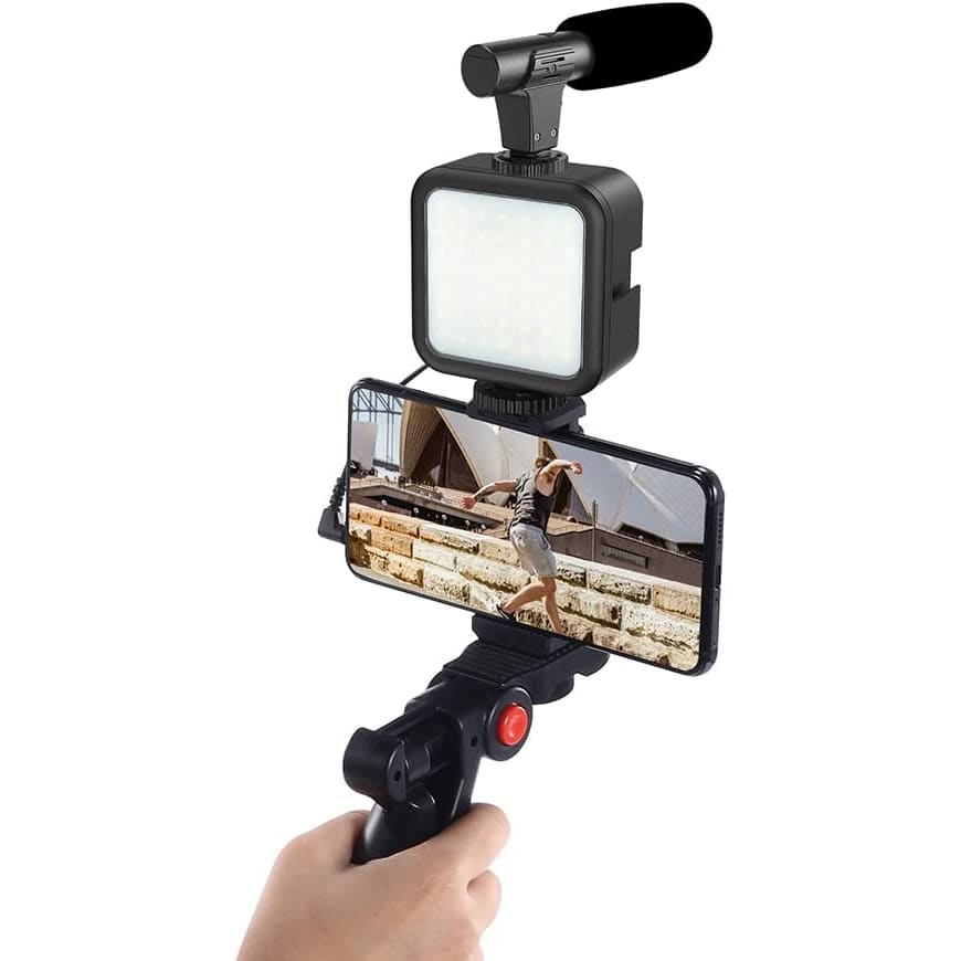 Smartphone & Camera Vlogging Studio Kits Video Shooting Photography Suit with Microphone LED Fill Light Mini Tripod Shop